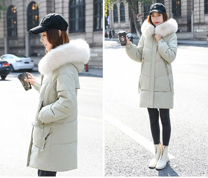 Thickened Windproof Relaxed-Fit Puffer Coat with Zip-up Closure
