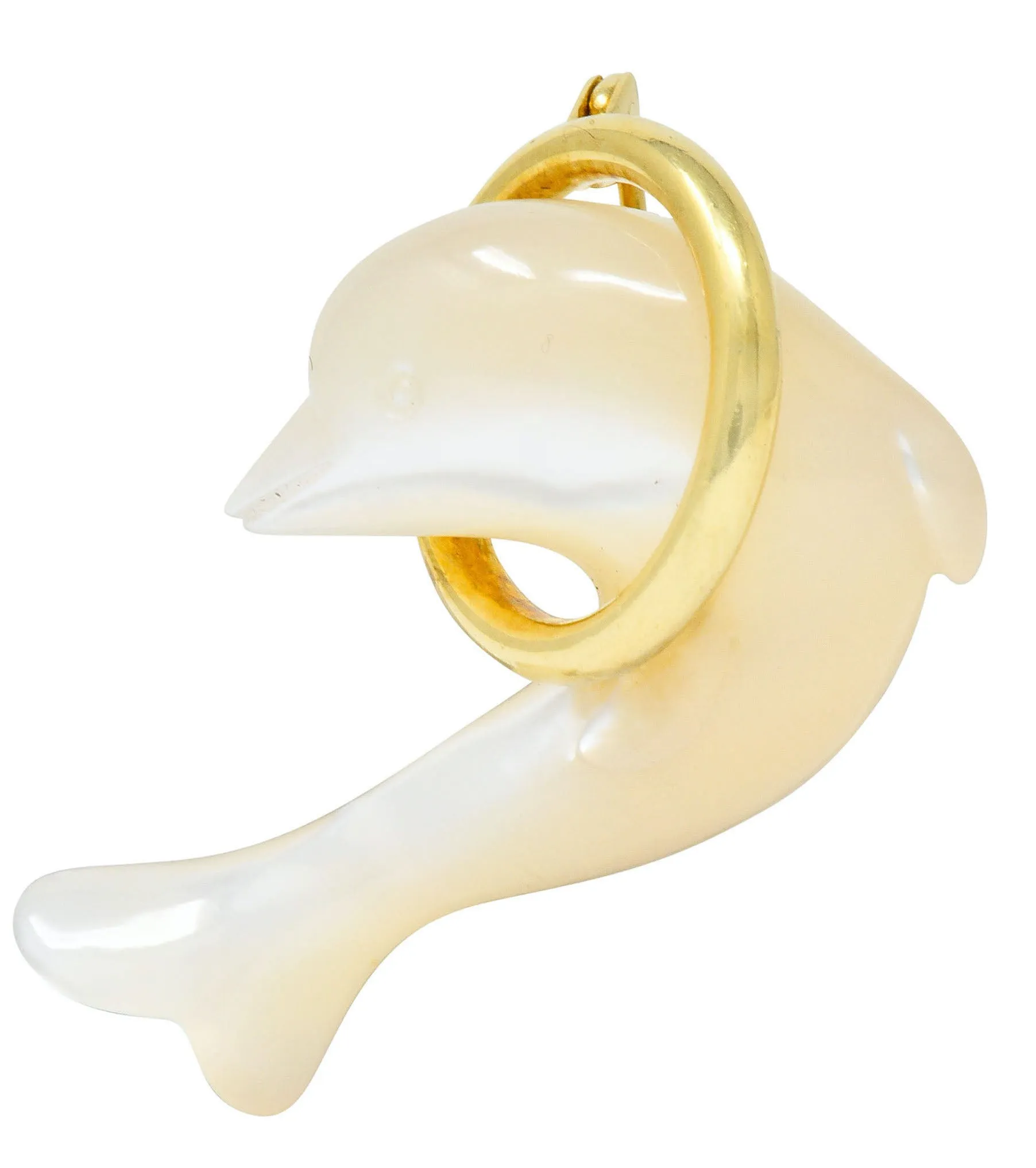 Tiffany & Co. Mother-Of-Pearl 18 Karat Gold Dolphin Brooch