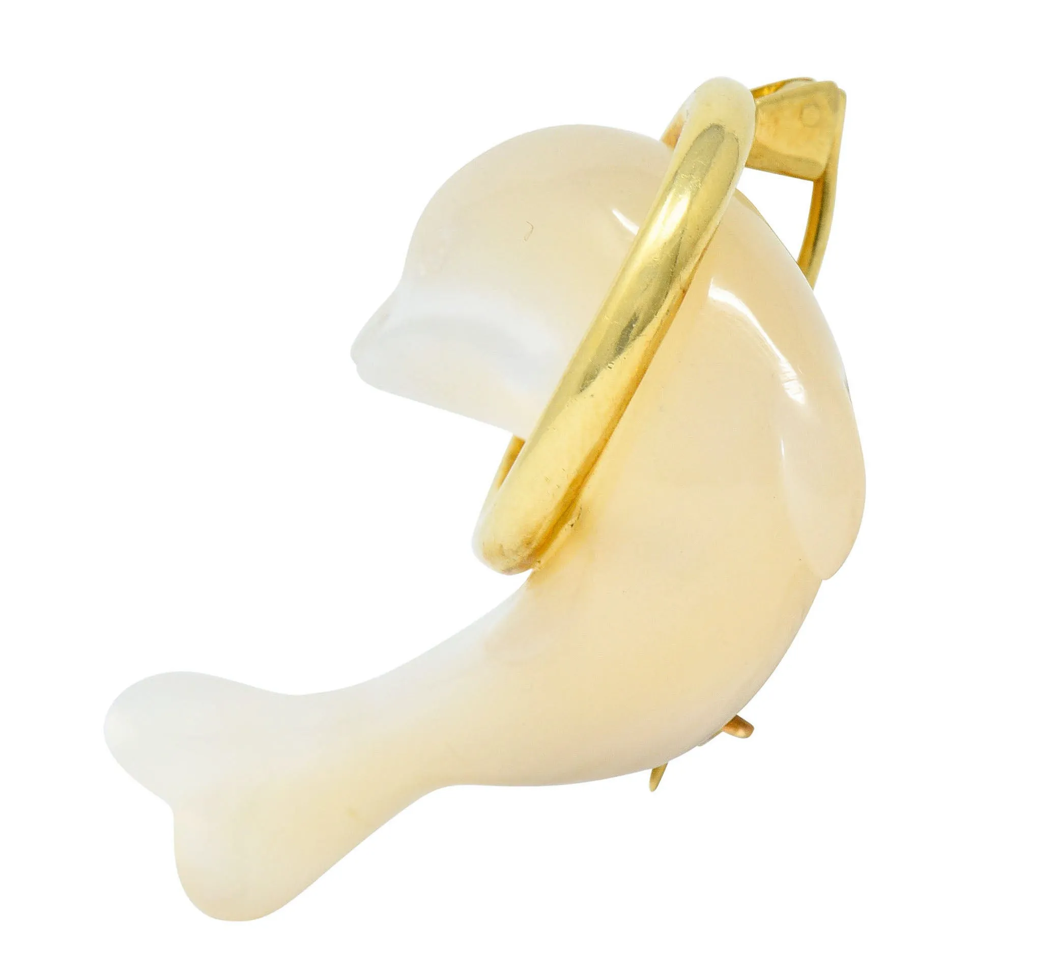 Tiffany & Co. Mother-Of-Pearl 18 Karat Gold Dolphin Brooch