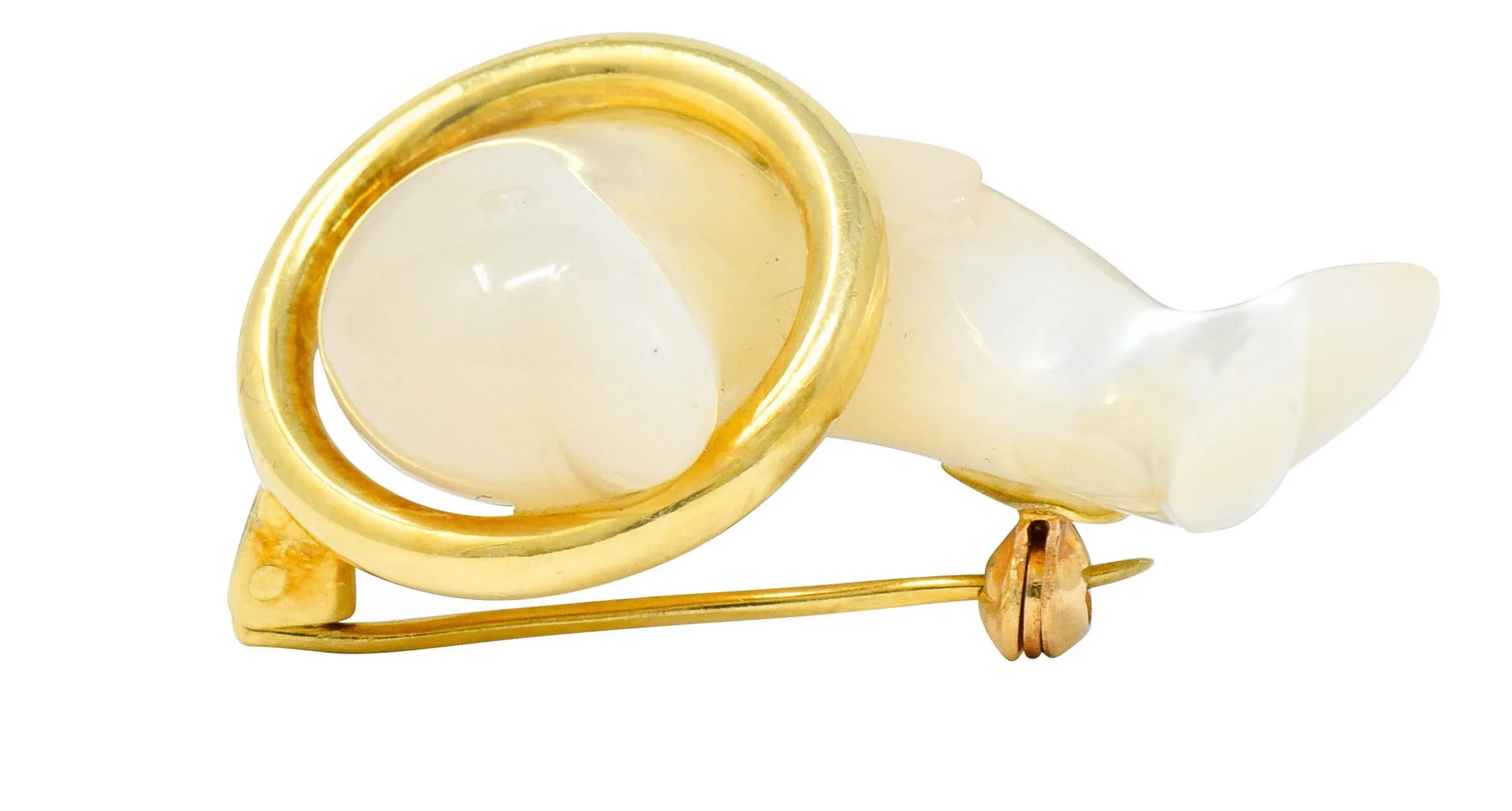Tiffany & Co. Mother-Of-Pearl 18 Karat Gold Dolphin Brooch