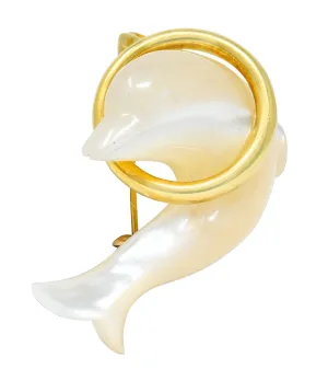 Tiffany & Co. Mother-Of-Pearl 18 Karat Gold Dolphin Brooch