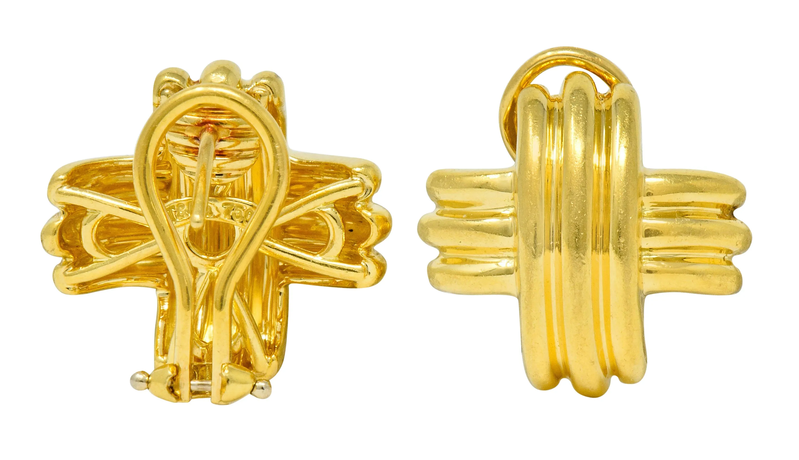 Tiffany & Co. Vintage 18 Karat Gold Signature X Cross Earrings