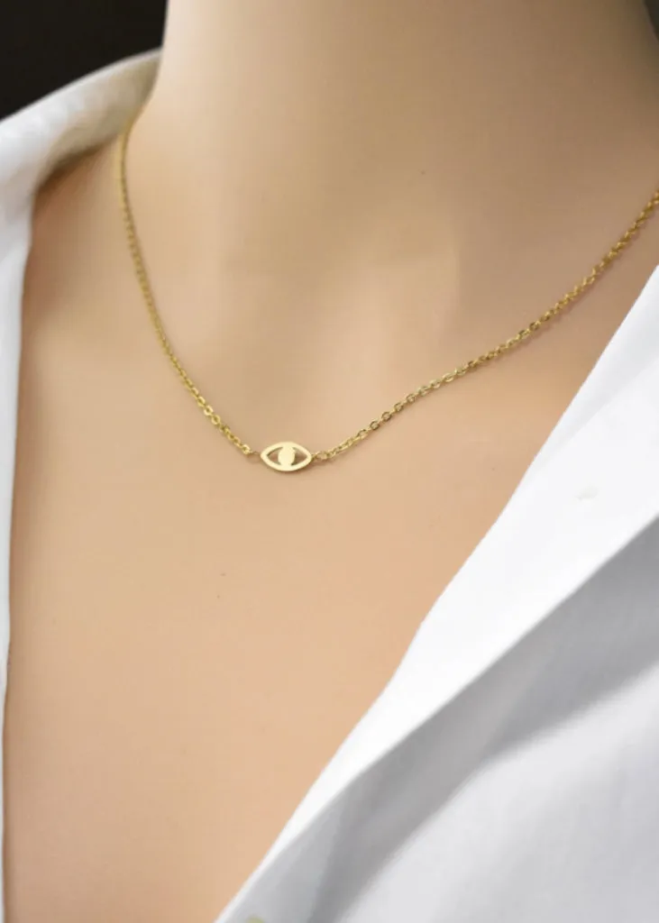 Tiny Evil eye Necklace, Mini Evil Eye Gold Pendant Necklace, Dainty Minimalist Protection necklace, Silver eye necklace, Gold eye