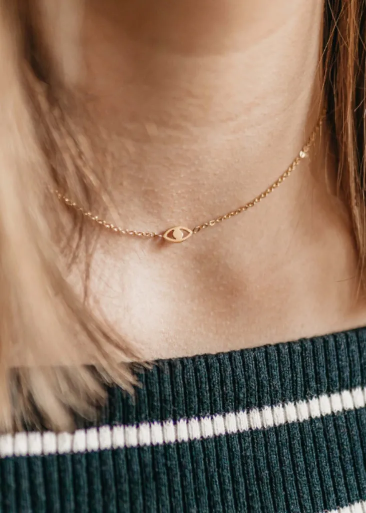 Tiny Evil eye Necklace, Mini Evil Eye Gold Pendant Necklace, Dainty Minimalist Protection necklace, Silver eye necklace, Gold eye