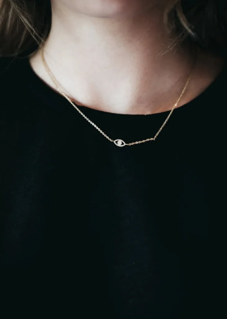 Tiny Evil eye Necklace, Mini Evil Eye Gold Pendant Necklace, Dainty Minimalist Protection necklace, Silver eye necklace, Gold eye