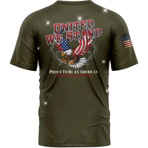 United We Stand Proud To Be An American Never Forget 9-11-2001 Custom Olive American Patriot Name T-Shirt
