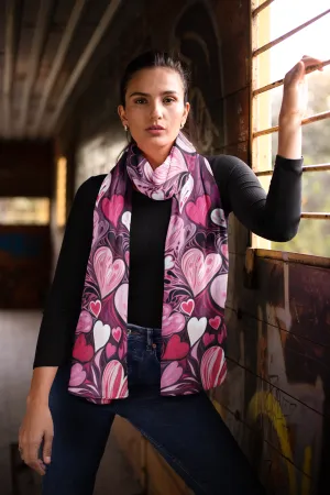 VALENTINE HEART ABSTRACT SILK WOMEN SCARF - VALENTINE DAY COLLECTION