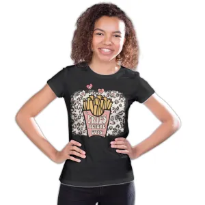 Valentine Retro Fries Before Guys Leopard Print Love Youth T-shirt