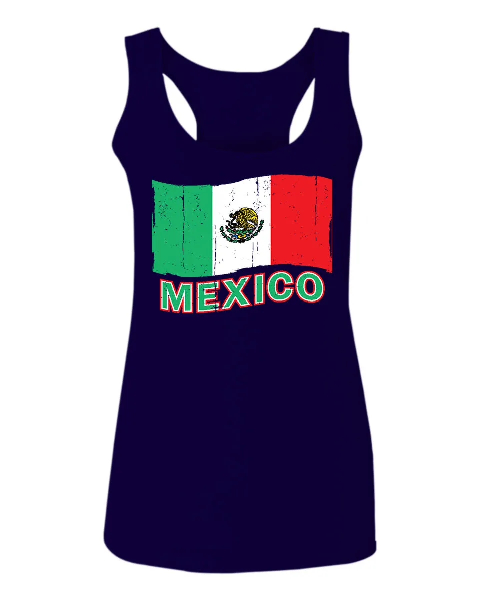VICES AND VIRTUESS Distressed Bandera Mexico Mexican Flag Coat of arms  women's Tank Top sleeveless Racerback