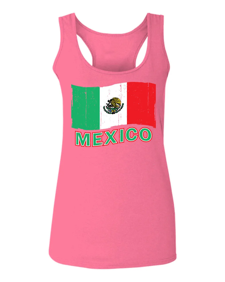 VICES AND VIRTUESS Distressed Bandera Mexico Mexican Flag Coat of arms  women's Tank Top sleeveless Racerback