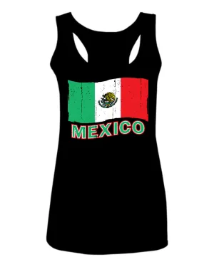 VICES AND VIRTUESS Distressed Bandera Mexico Mexican Flag Coat of arms  women's Tank Top sleeveless Racerback