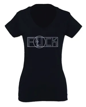 VICES AND VIRTUESS Funny Fuck You Fonts Sarcastic Hilarious tee For Women V neck fitted T Shirt