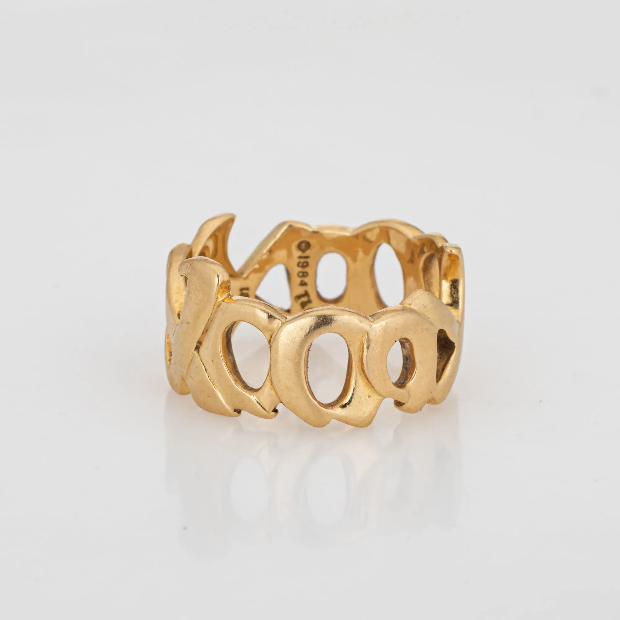 Vintage Tiffany & Co Ring Sz 5 Love & Kisses Paloma Picasso c1984 18k Gold XO
