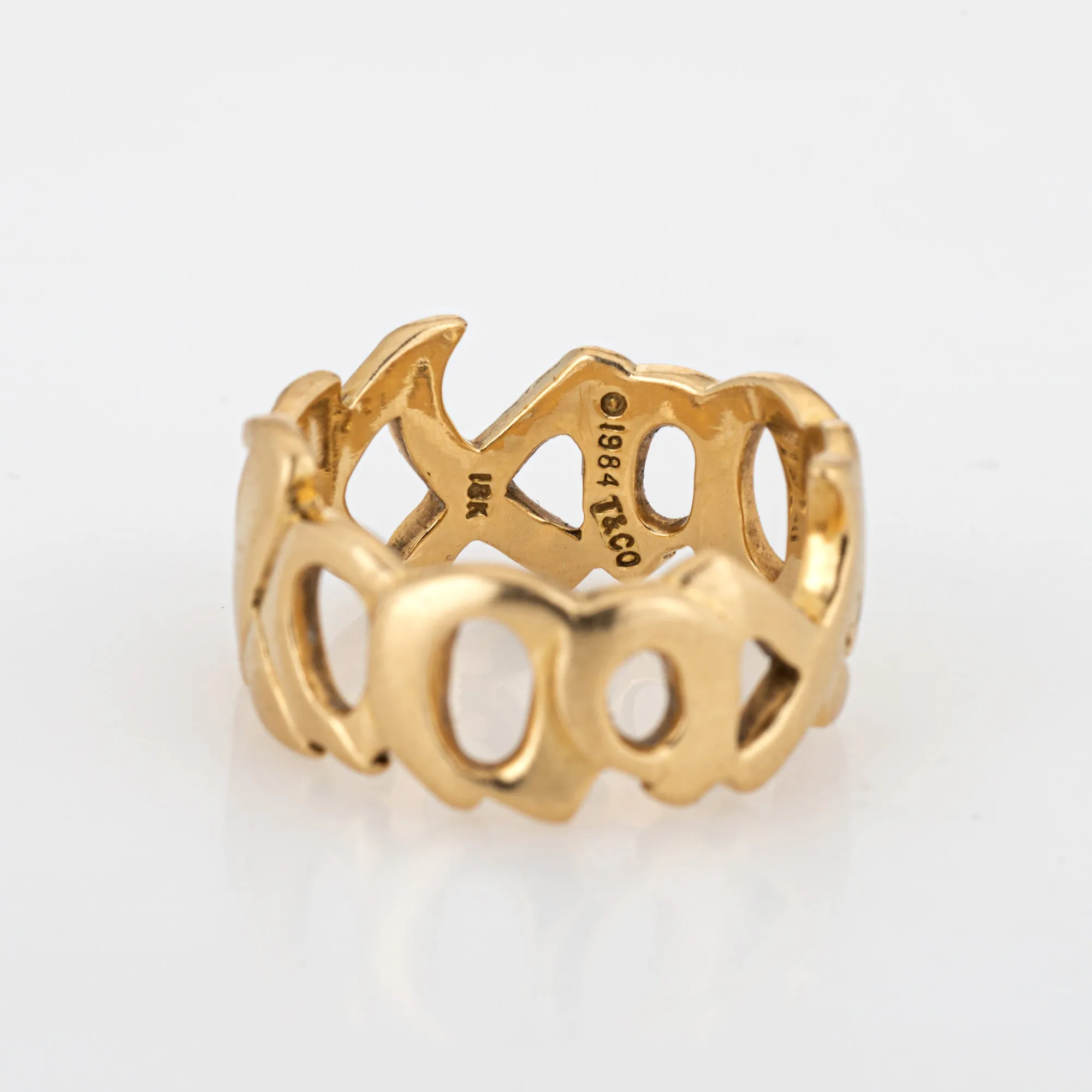 Vintage Tiffany & Co Ring Sz 5 Love & Kisses Paloma Picasso c1984 18k Gold XO