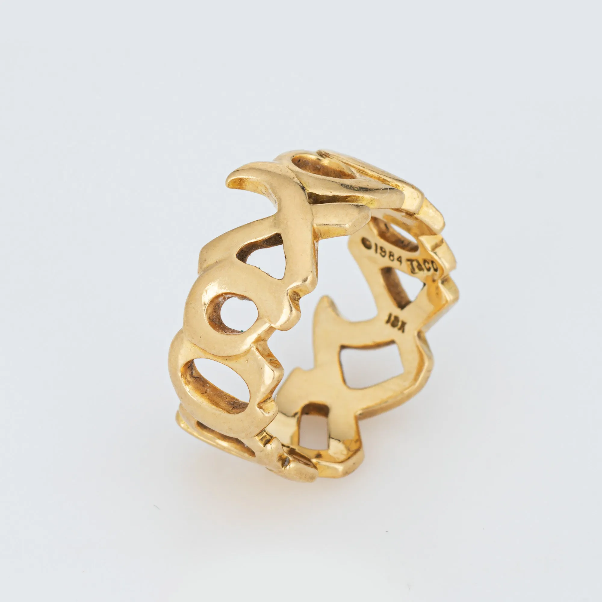 Vintage Tiffany & Co Ring Sz 5 Love & Kisses Paloma Picasso c1984 18k Gold XO