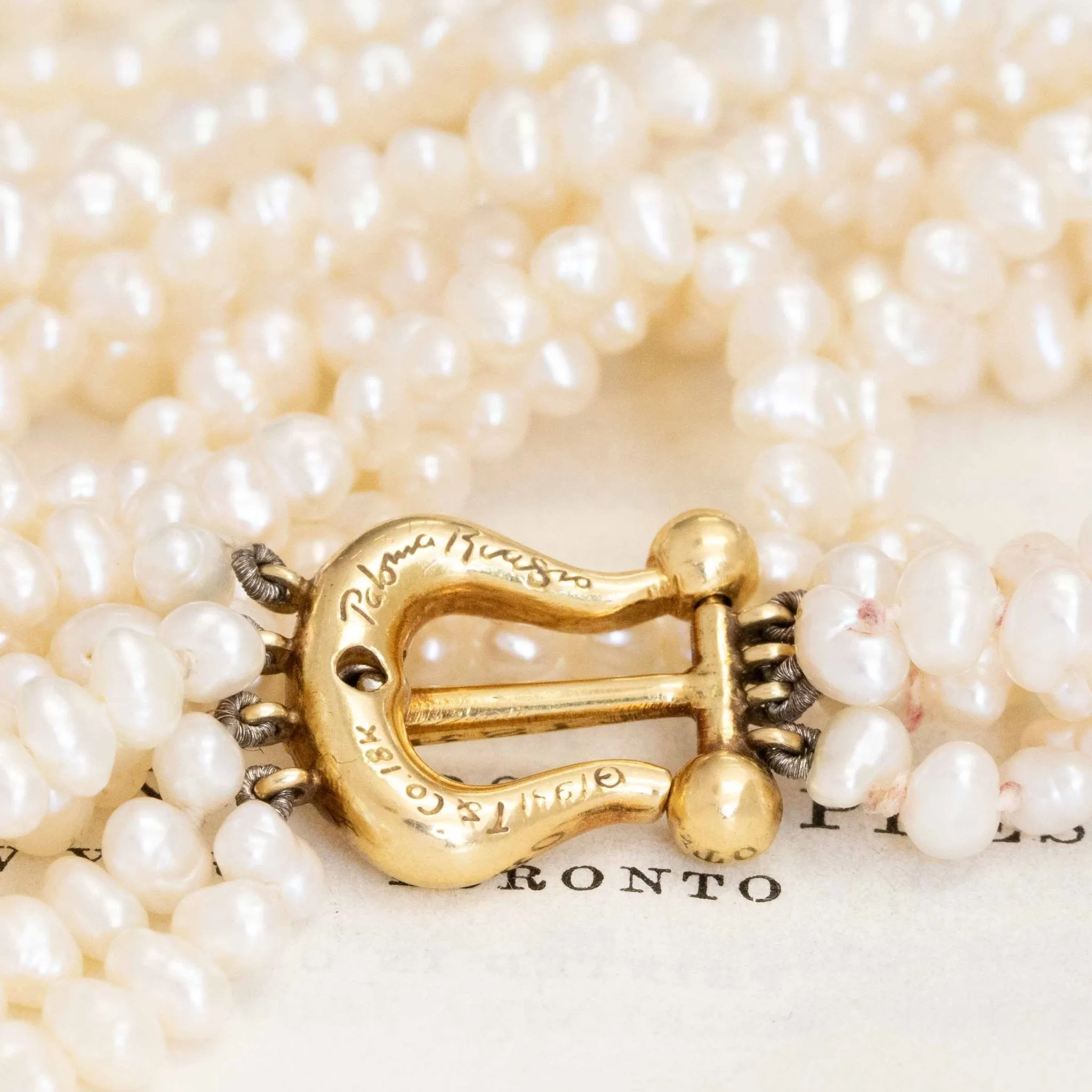 Vintage Triple Strand Pearl Necklace by Paloma Picasso for Tiffany & Co.