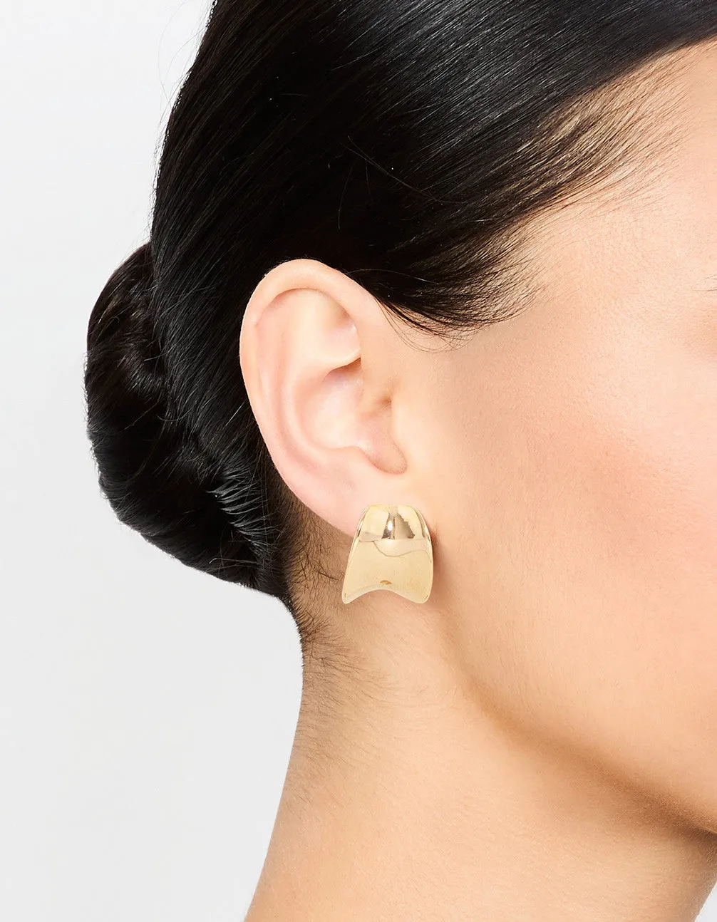 Waterproof Gold Plated Stainless Steel Rounded Hoop Stud Earrings