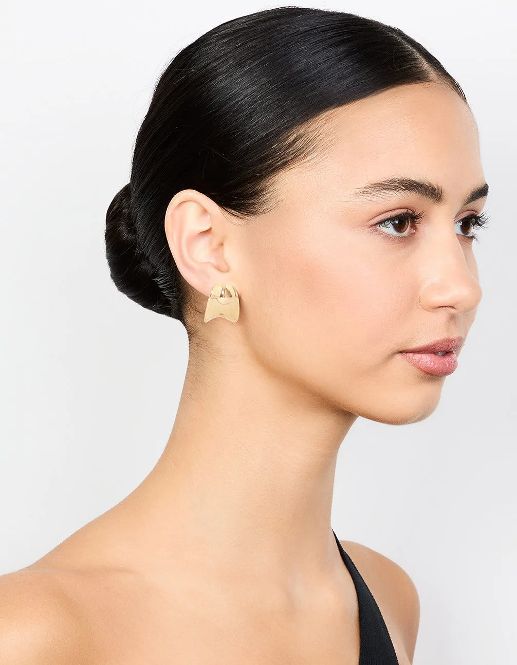 Waterproof Gold Plated Stainless Steel Rounded Hoop Stud Earrings