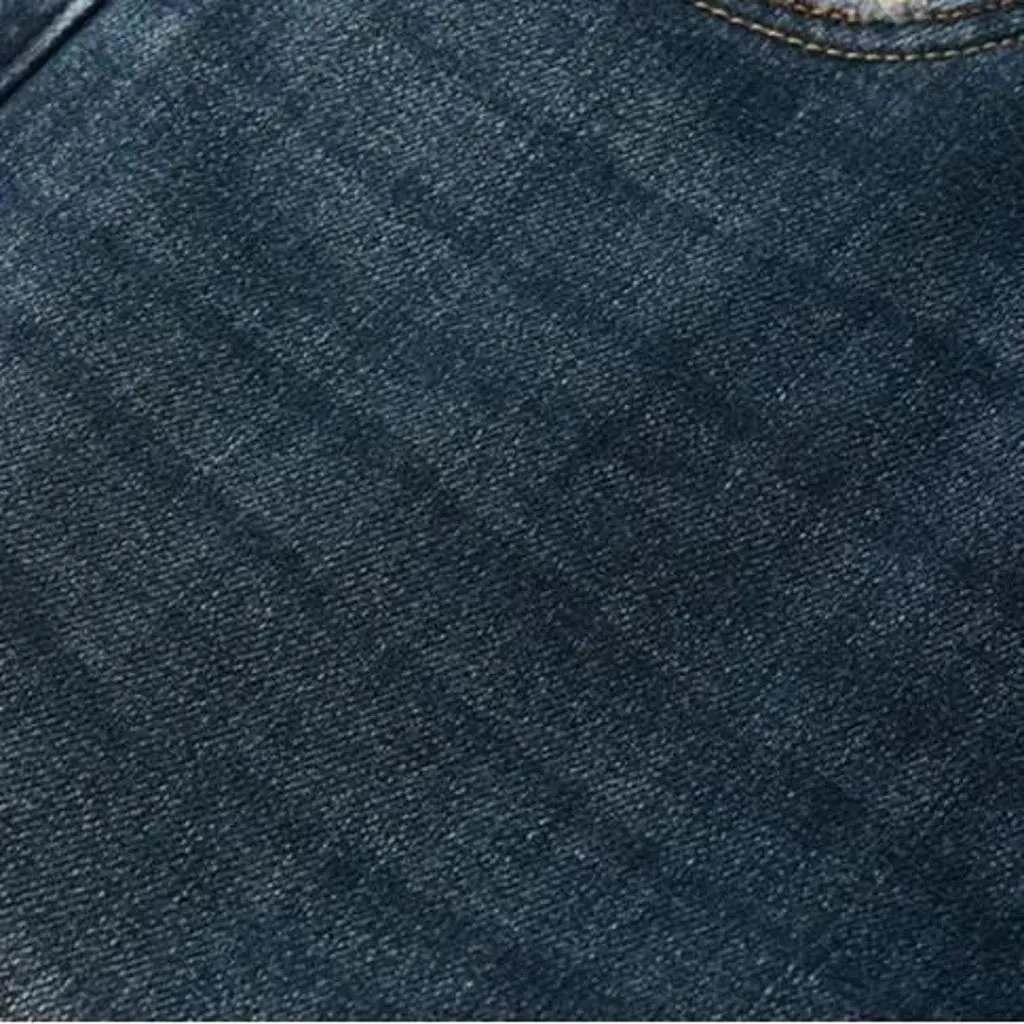 Whiskered straight-fit stretchable men's jeans