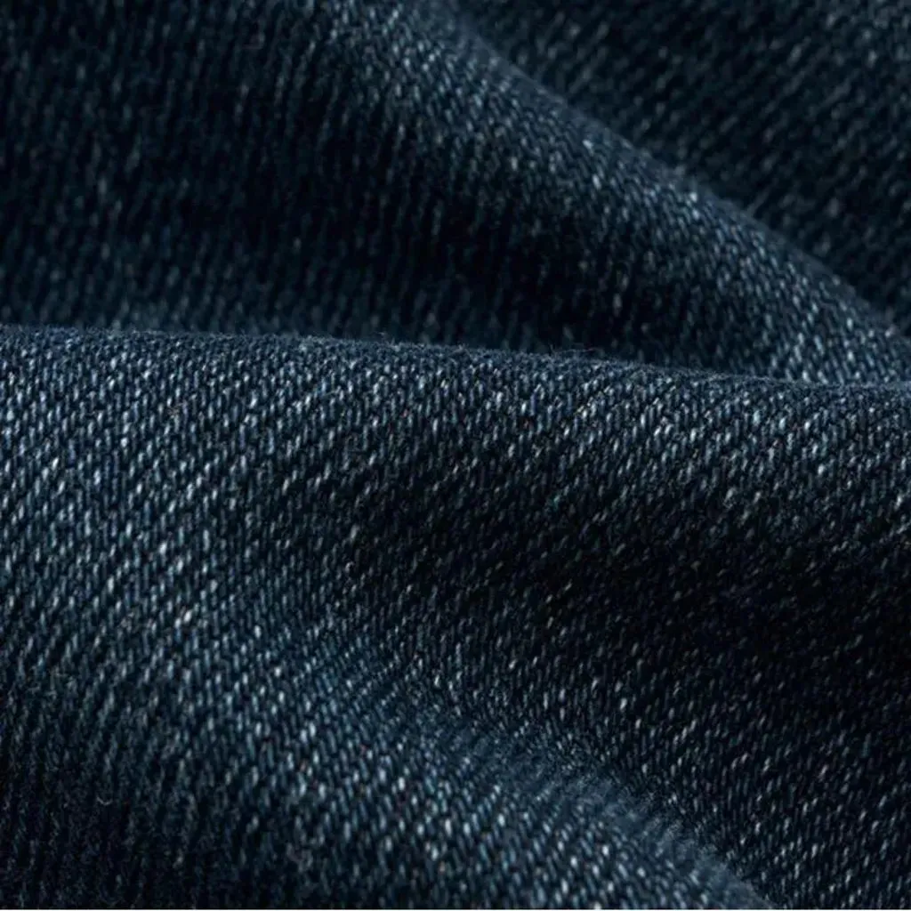 Whiskered straight-fit stretchable men's jeans