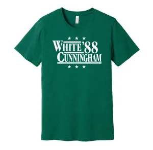 White & Cunningham '88 - Philadelphia Football Legends Political Campaign Parody T-Shirt - Hyper Than Hype Shirts
