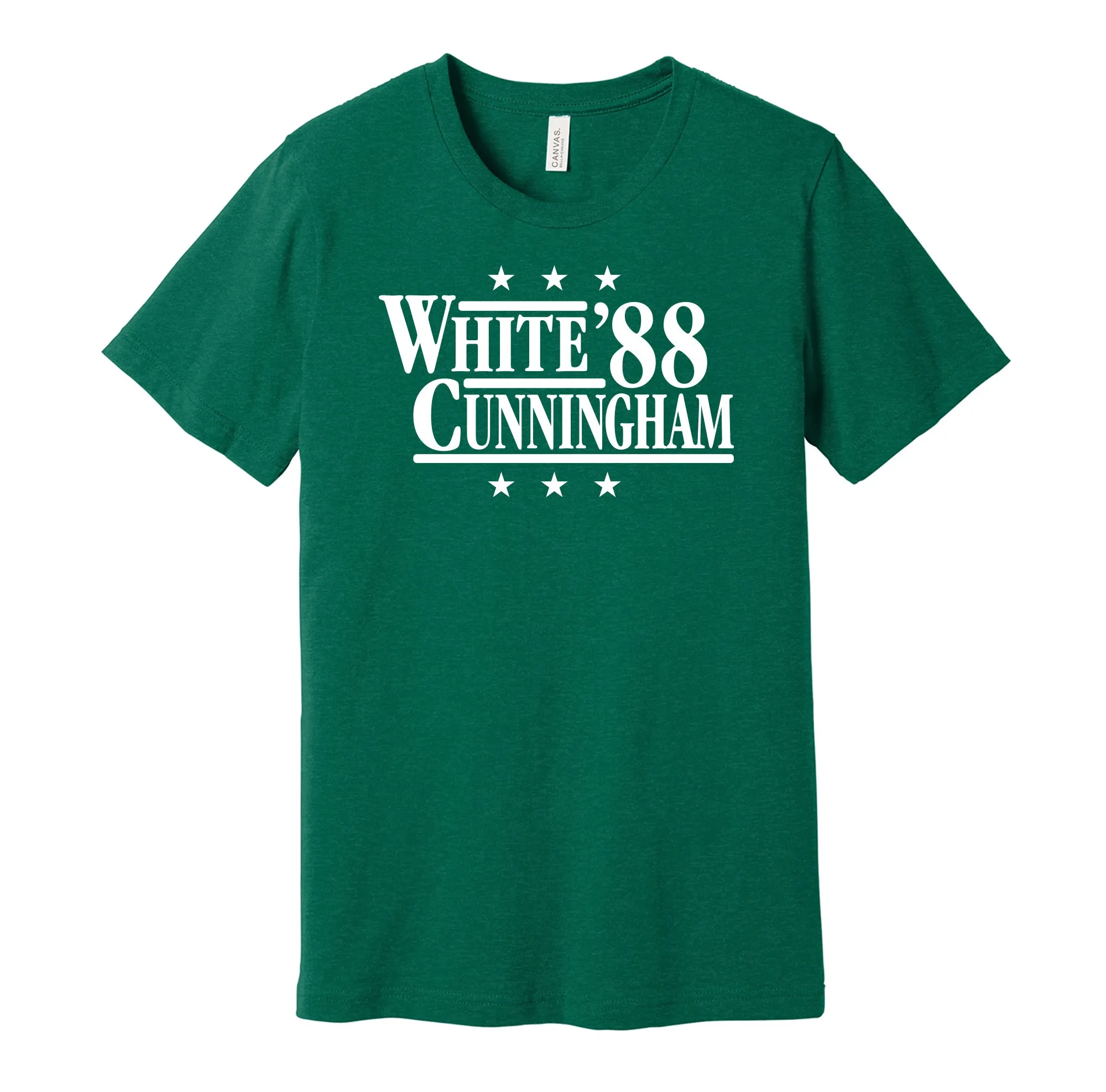 White & Cunningham '88 - Philadelphia Football Legends Political Campaign Parody T-Shirt - Hyper Than Hype Shirts