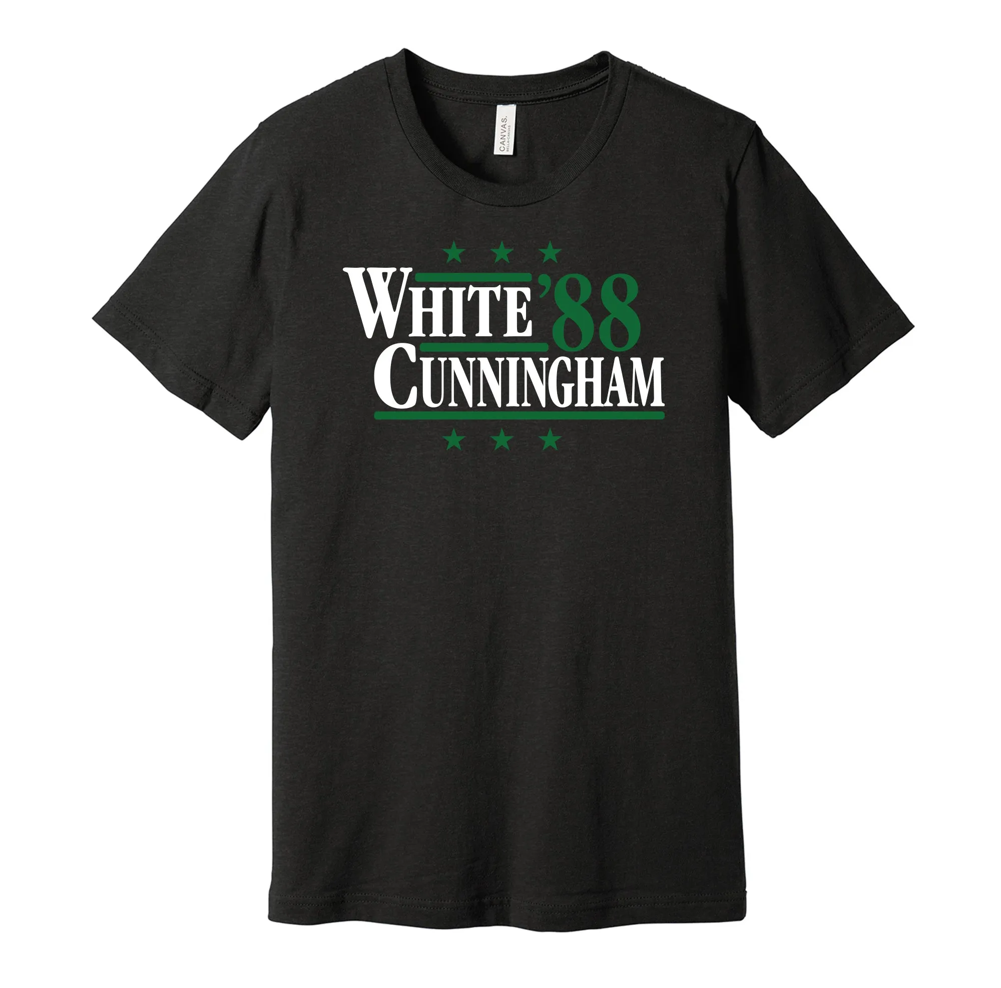 White & Cunningham '88 - Philadelphia Football Legends Political Campaign Parody T-Shirt - Hyper Than Hype Shirts