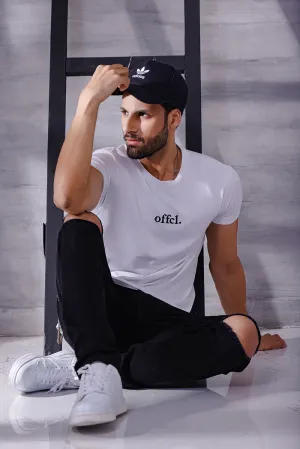 White Offcl Long Line Spilt Hem
