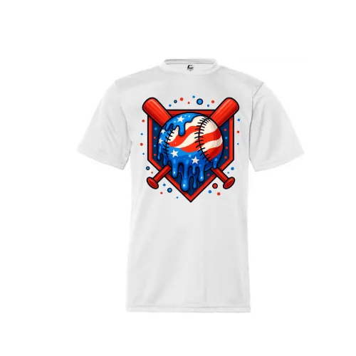 White Patriotic Drip Baseball (Youth & Adult Dri Fit)