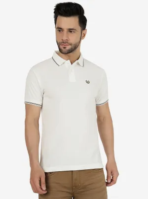 White Solid Slim Fit Polo T-Shirt | Greenfibre