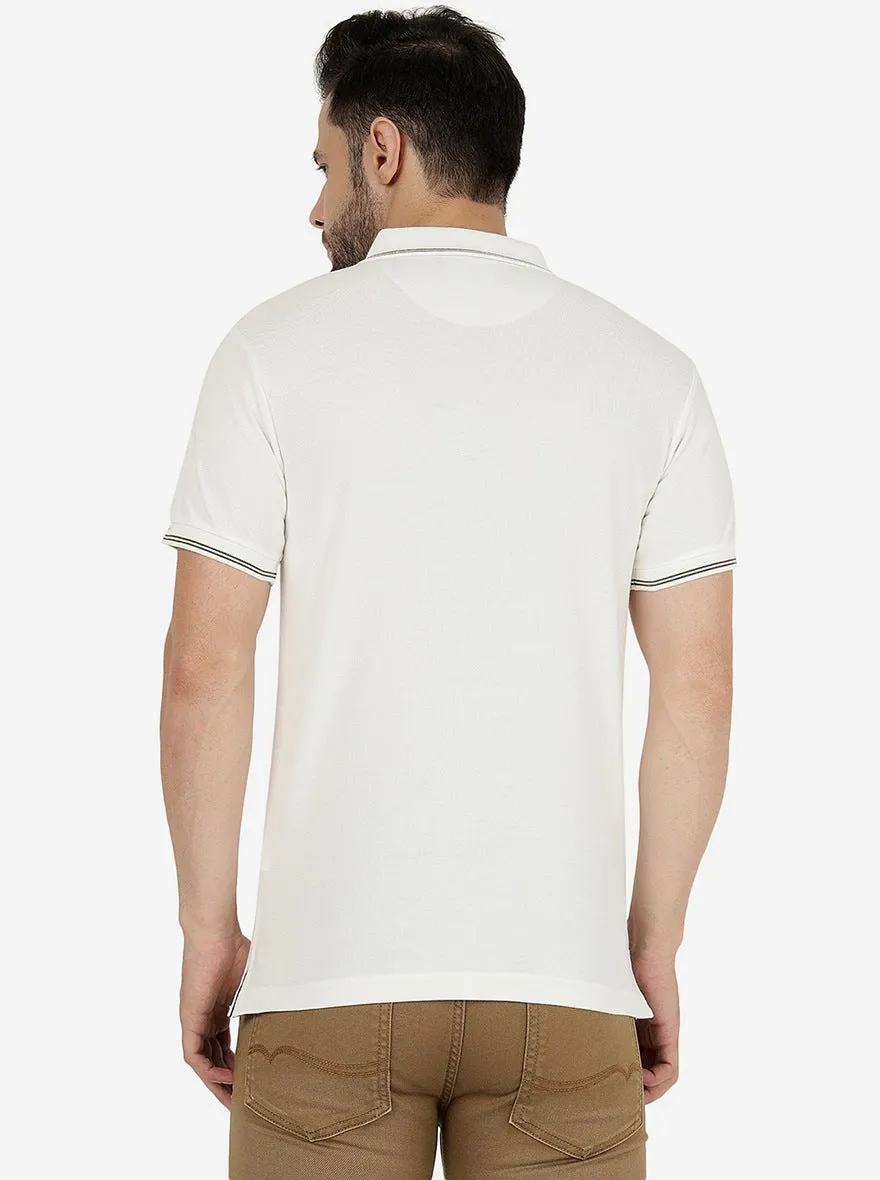 White Solid Slim Fit Polo T-Shirt | Greenfibre