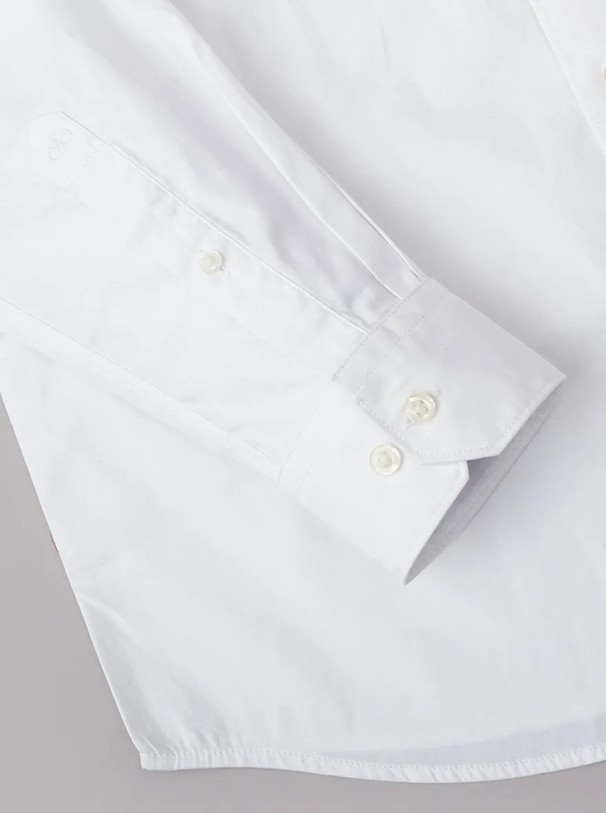 White Solid Tailored Fit Semi Casual Shirt | JadeBlue