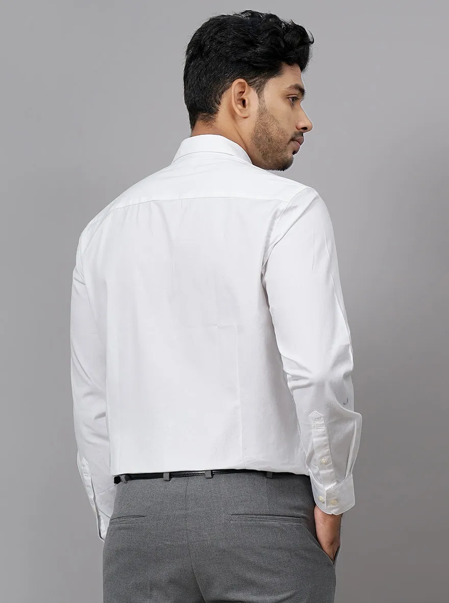 White Solid Tailored Fit Semi Casual Shirt | JadeBlue