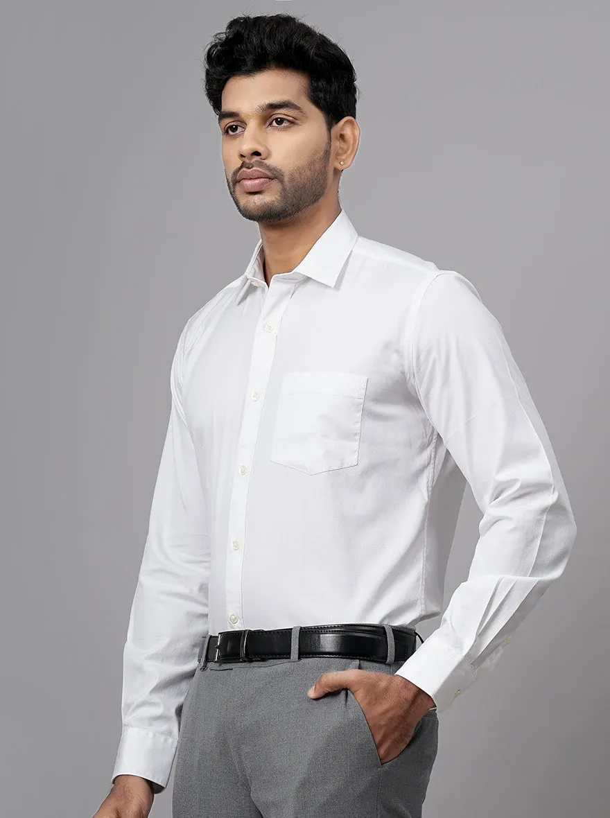 White Solid Tailored Fit Semi Casual Shirt | JadeBlue