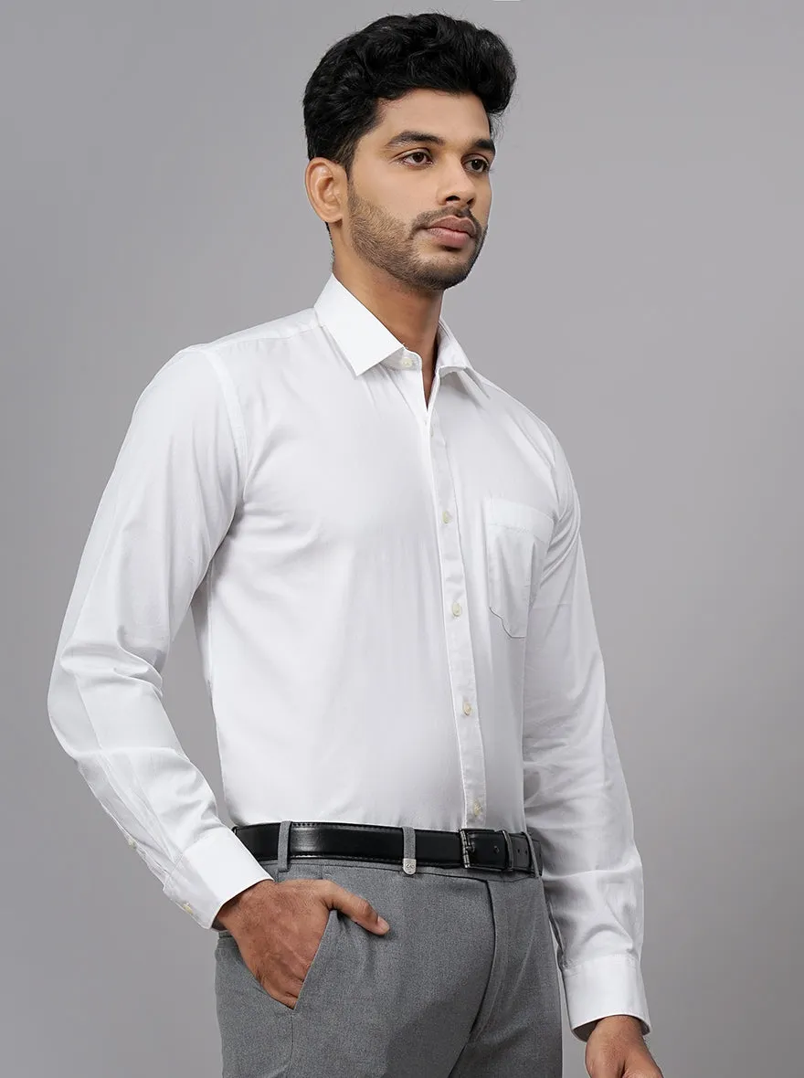 White Solid Tailored Fit Semi Casual Shirt | JadeBlue