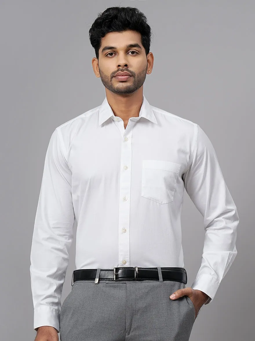 White Solid Tailored Fit Semi Casual Shirt | JadeBlue