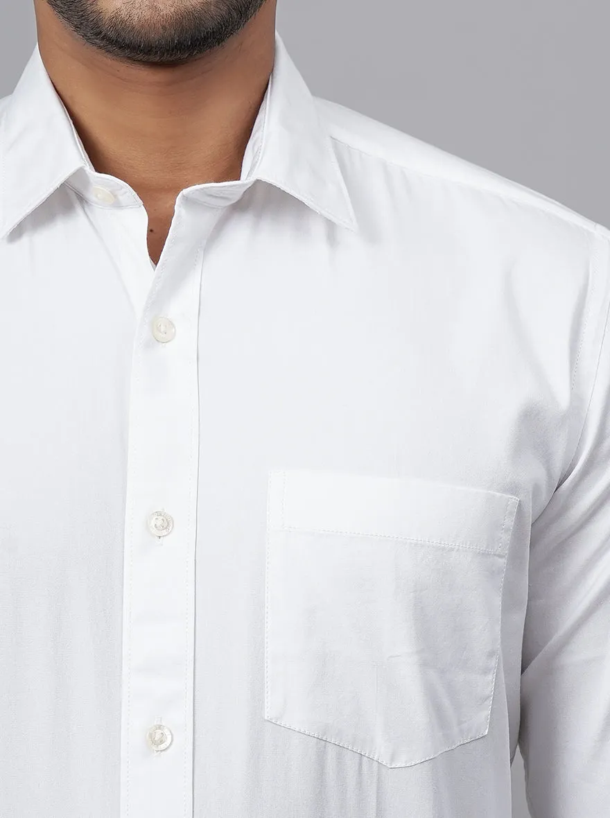 White Solid Tailored Fit Semi Casual Shirt | JadeBlue