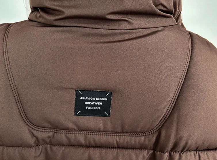 Windproof and Padded Solid Puffer Jacket for Women with Adjustable Drawstring