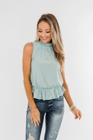 Wish Me Well Swiss Dot Tank Top- Soft Blue