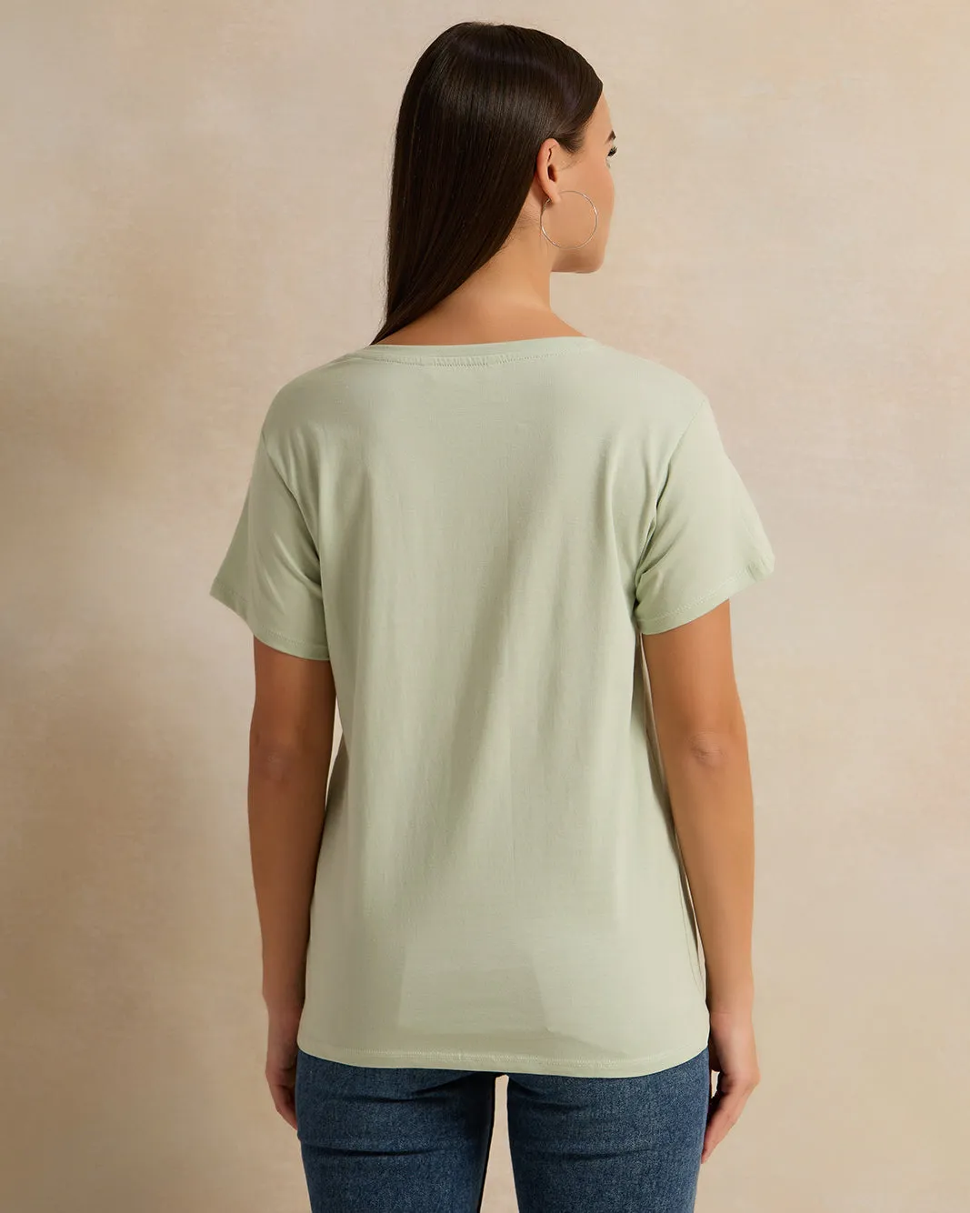 Woman Green Printed T-shirt