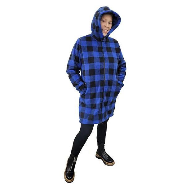 WOMEN'S HOODED ZIP TUNIC BUFFALO CHECK BLUE