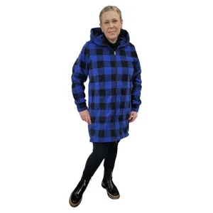 WOMEN'S HOODED ZIP TUNIC BUFFALO CHECK BLUE