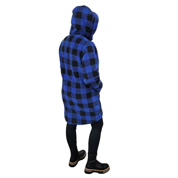 WOMEN'S HOODED ZIP TUNIC BUFFALO CHECK BLUE