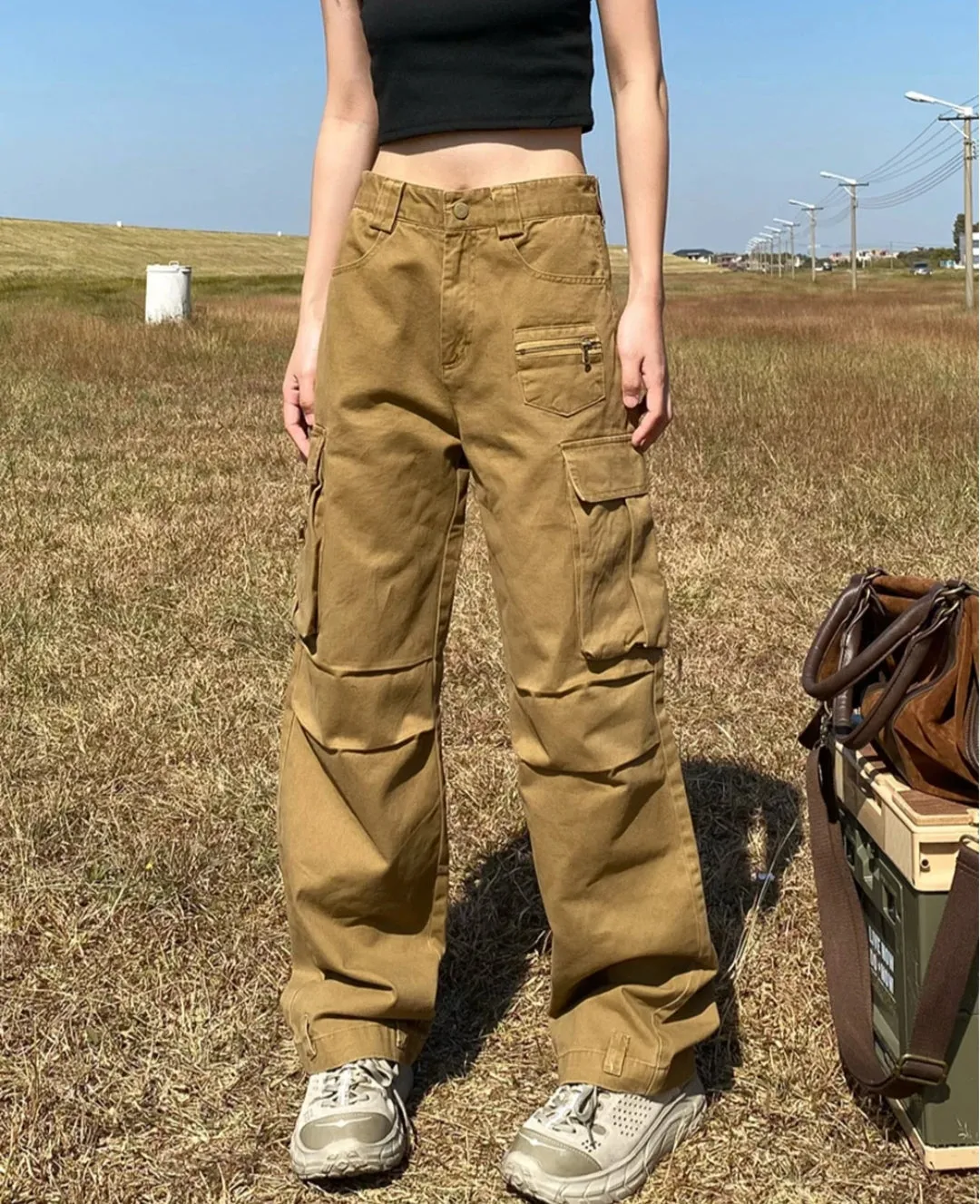 Women's Solid Color Cargo