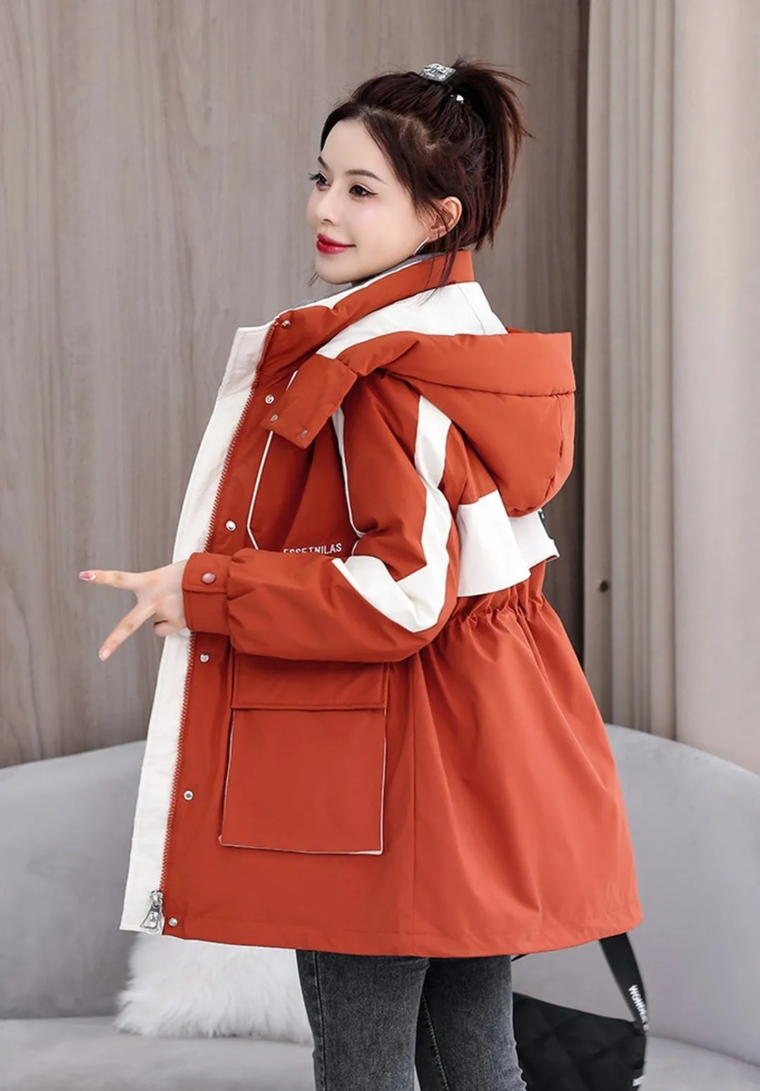 Women's Stylish and Windproof Stain-resistant Zip-up Puffer Jacket