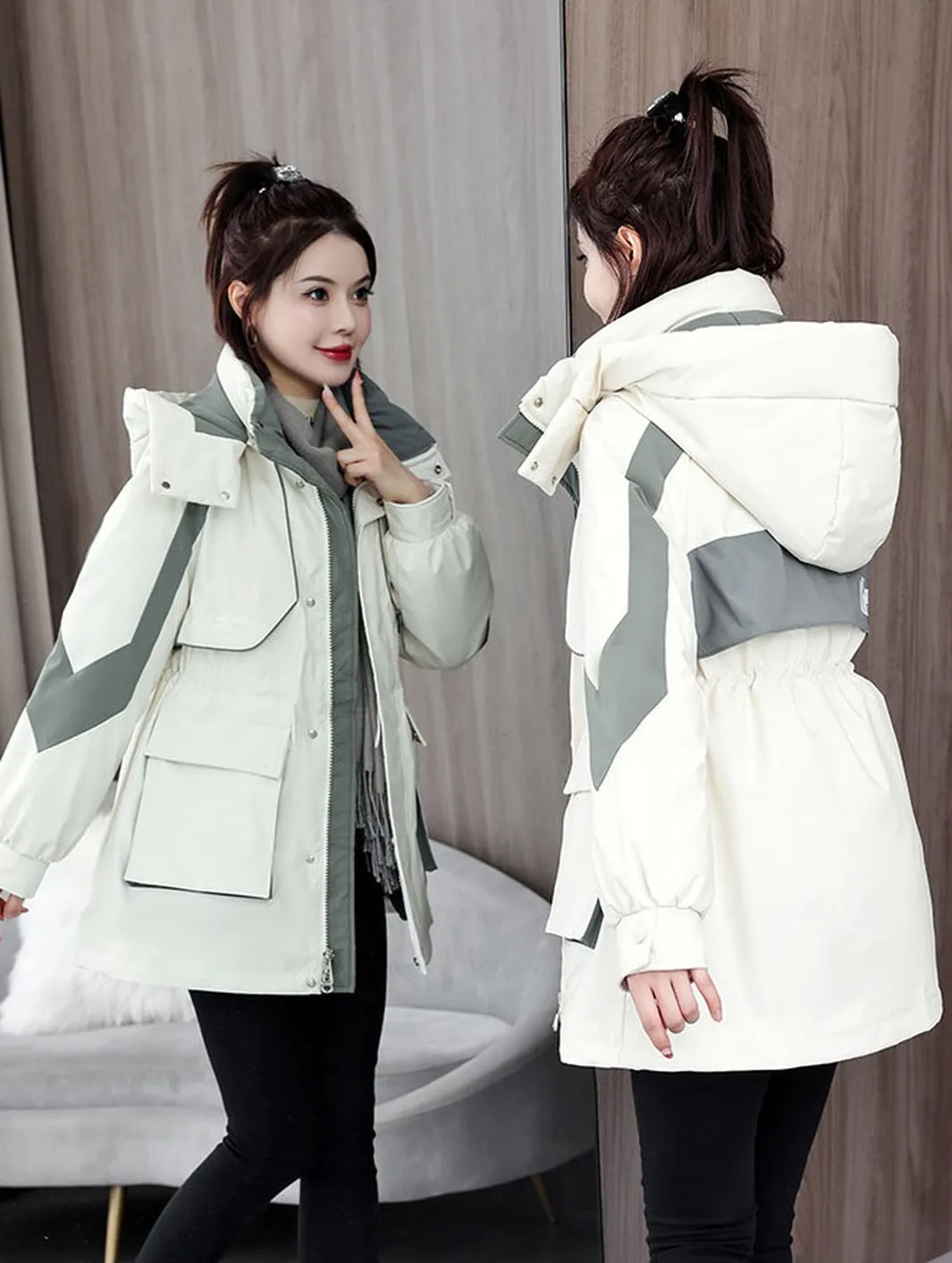 Women's Stylish and Windproof Stain-resistant Zip-up Puffer Jacket