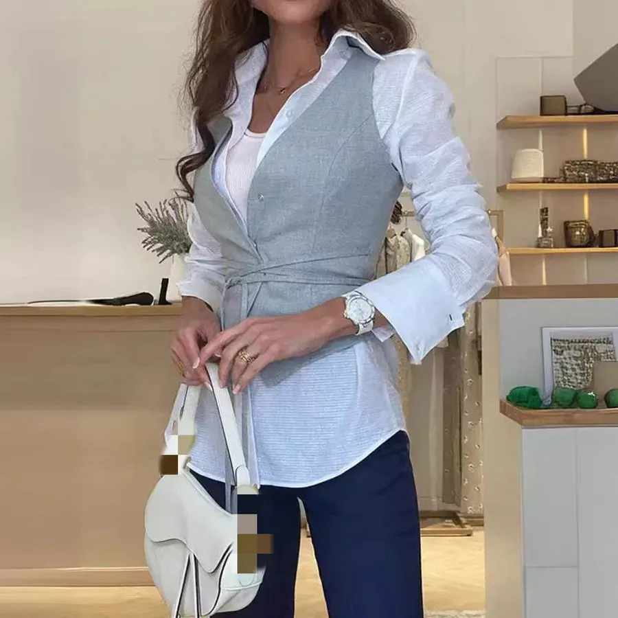 Women's Vest Sleeveless Blazers Elegant Streetwear Solid Color