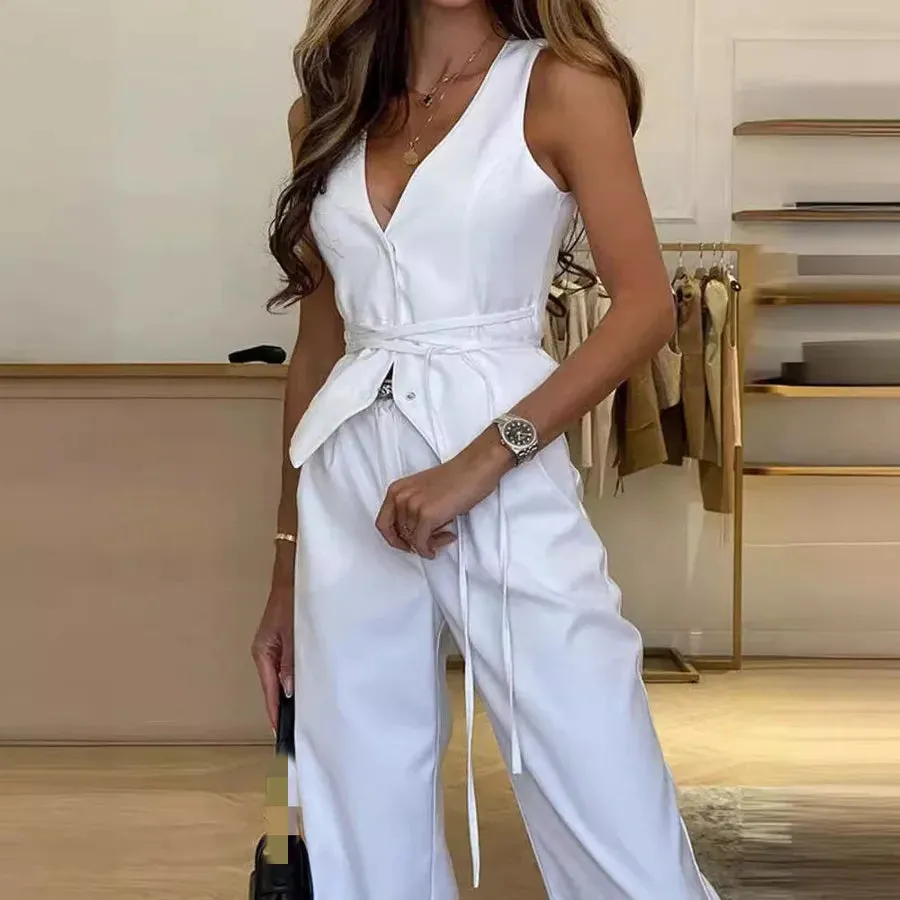 Women's Vest Sleeveless Blazers Elegant Streetwear Solid Color