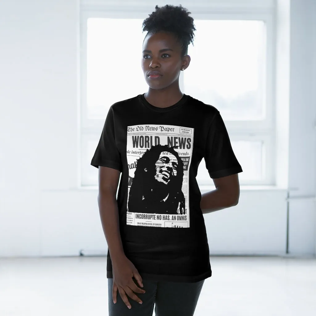 World News BOB MARLEY Unisex Deluxe T-shirt (full face on black)