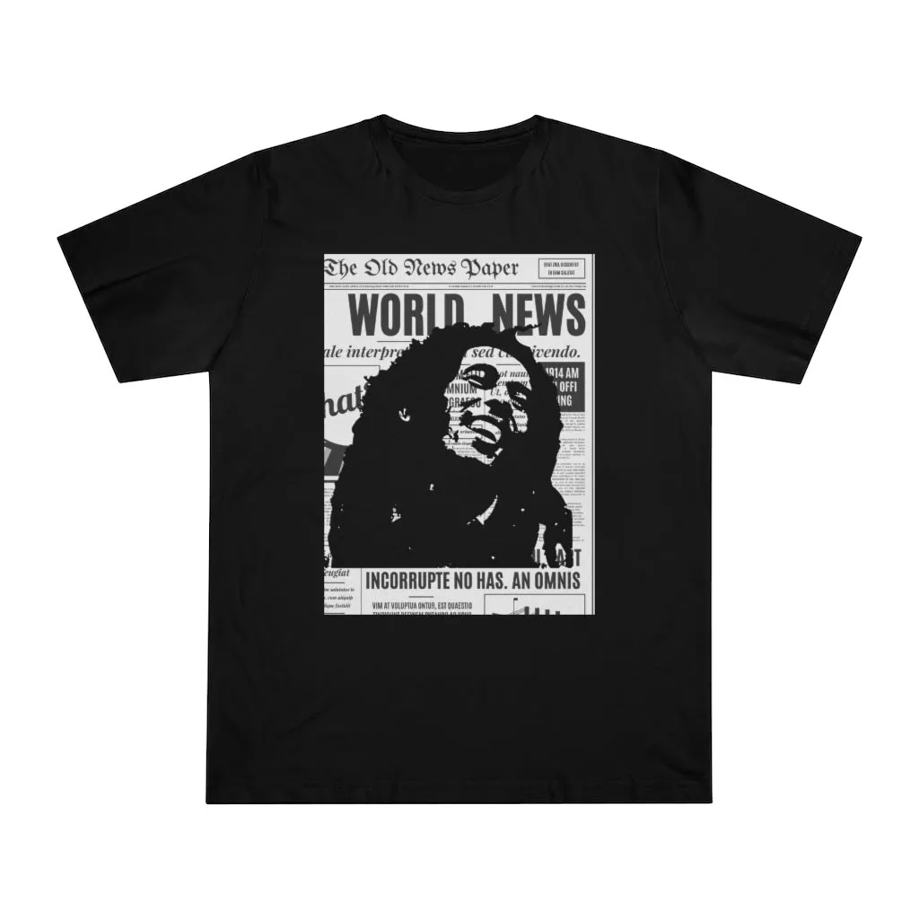World News BOB MARLEY Unisex Deluxe T-shirt (full face on black)